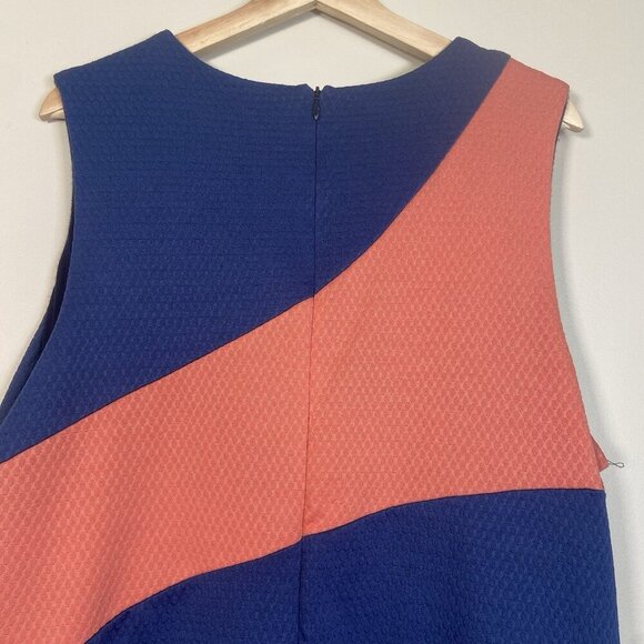 Hutch Anthropologie Dress 2X Blue Pink And Purple Color Block Fit & Flare Preppy - Picture 4 of 9